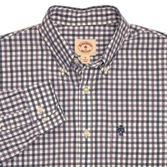 Brooks Brothers Red Fleece Other - Brooks Brothers Shirt Mens Small Purple Blue White Plaid Button Down Long Sleeve
